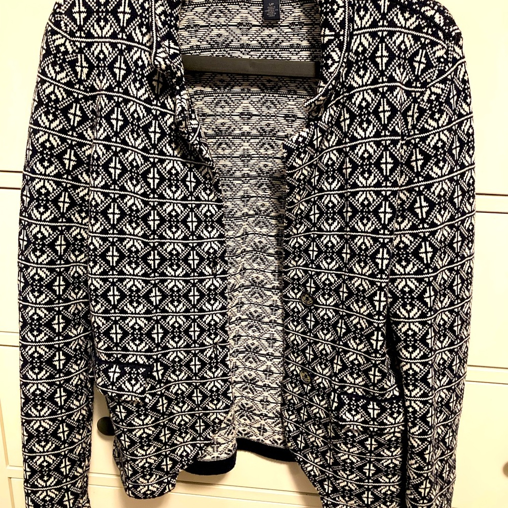 3/$20!!  Tommy Hilfiger size small navy and cream patterned knitted jacket